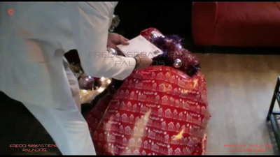 დედა, მე მივიღე ჩემი საშობაო საჩუქარი თმიანი ქერა დედა, დიდი უკანალით, რომელიც გიჟდება მამალზე